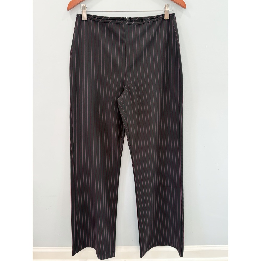 Vintage B. Smart Y2K Women's Black Pink Pinstripe Pants Size 11/12 Straight Leg - Picture 4 of 10